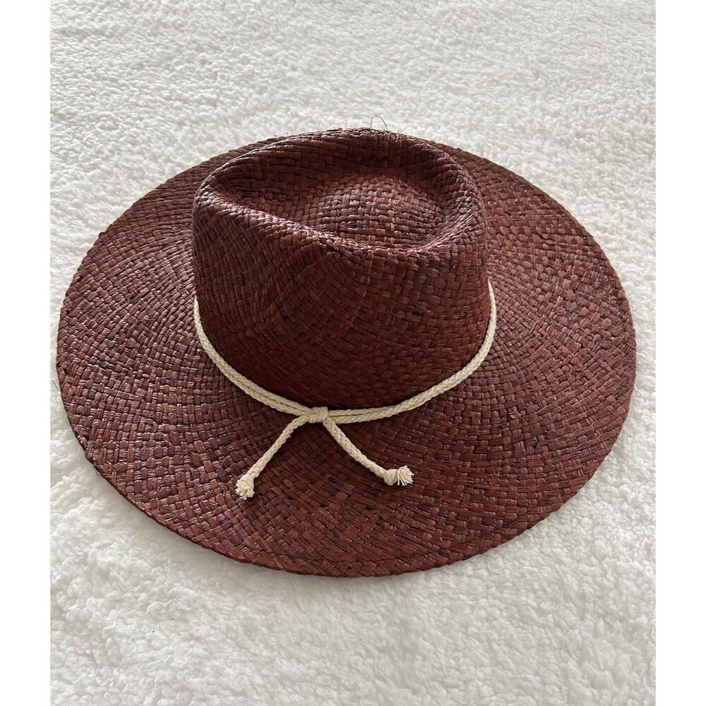 Urban Outfitters Straw Hat Women Preppy Rust Brown Boho Vacation Summer One Size